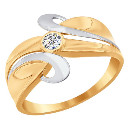 Кольцо, золото, фианит, 016778